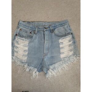 Levi's 501 Denim Women's Jeans Shorts Distressed Button Fly Vintage Size 38